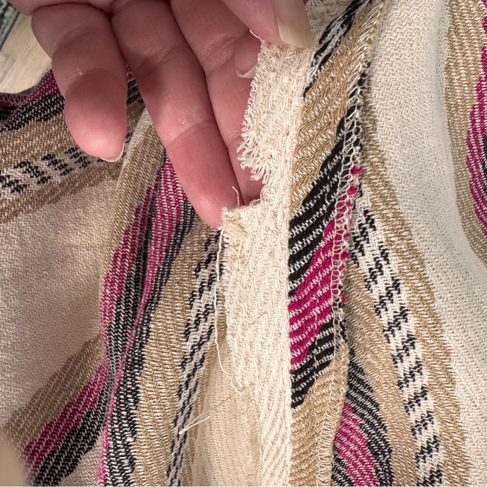 Ulla Johnson Caterina Maxi Dress Cream Linen Striped Cut Out Fringe Boho Size 6 - Picture 14 of 16